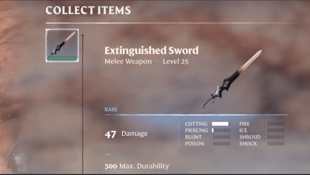 Extinguished Sword stats