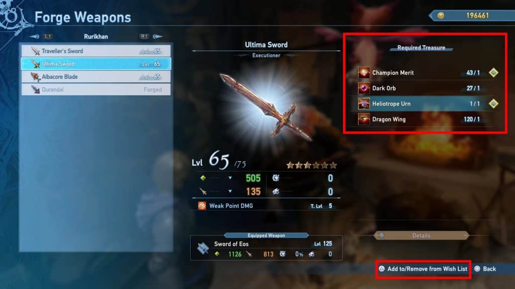 Wishlist feature