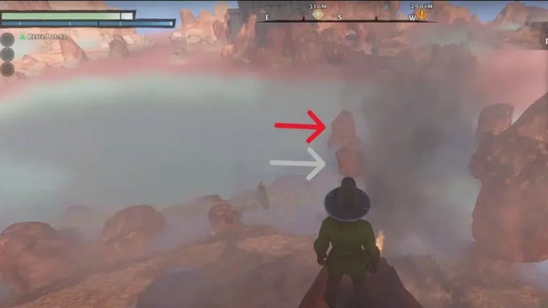Gliding to the top of the two pillars