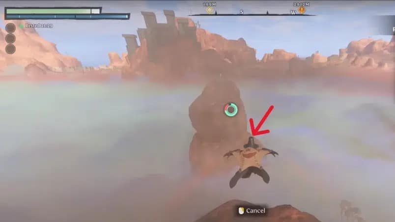Gliding past to the ledge of the right side