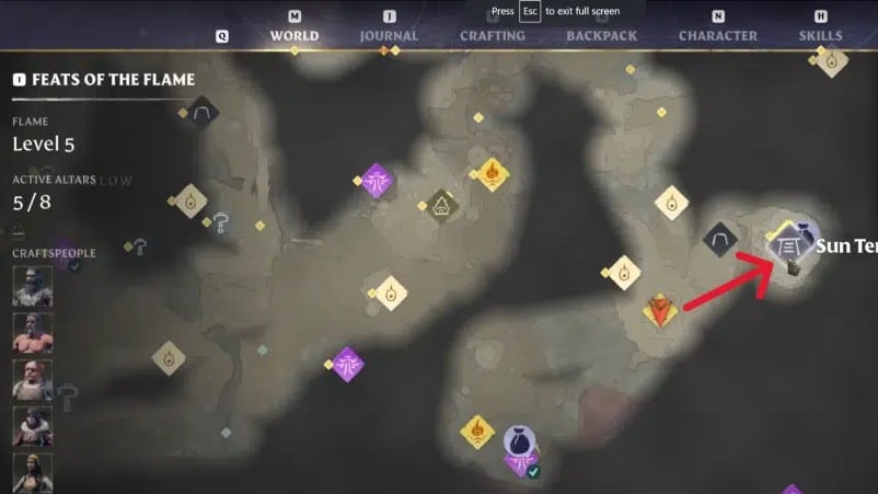 Late game Sun Temple location