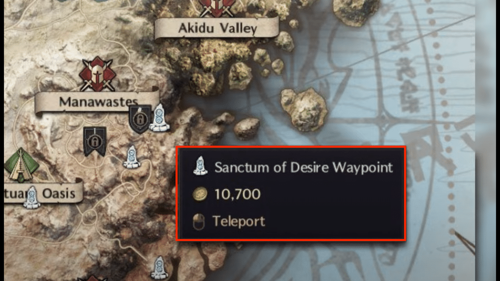 a fast travel point that requires you to pay