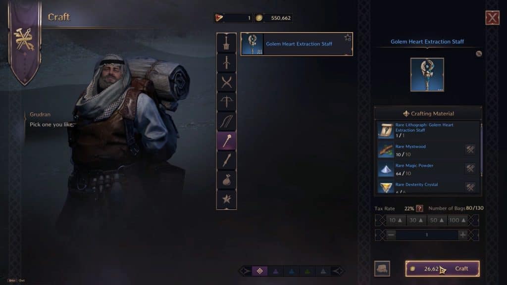 Interacting with the wandering Special Equipment Crafter