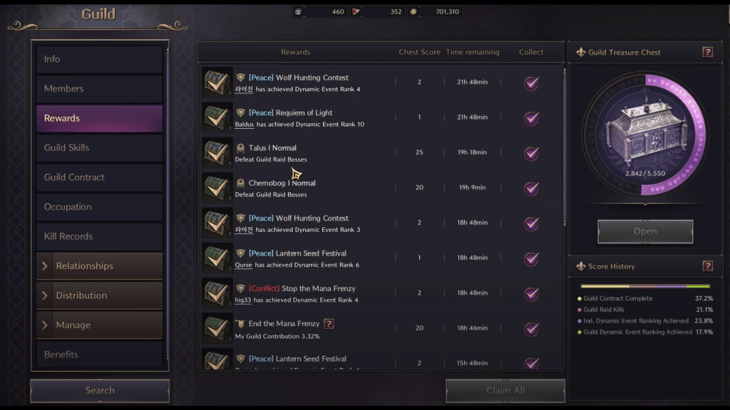 guild rewards menu