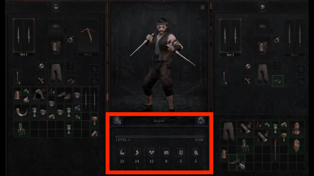 dungeonborne character menu