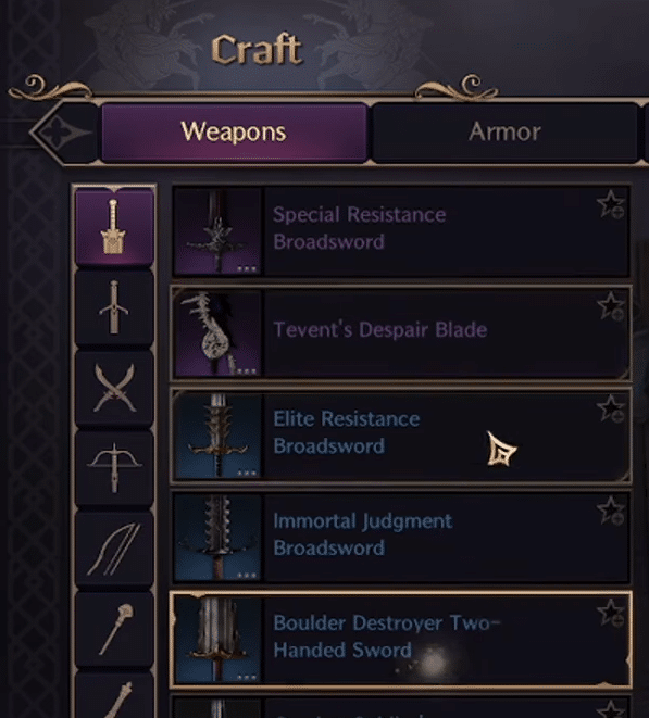 Crafting Weapons in Throne and Liberty