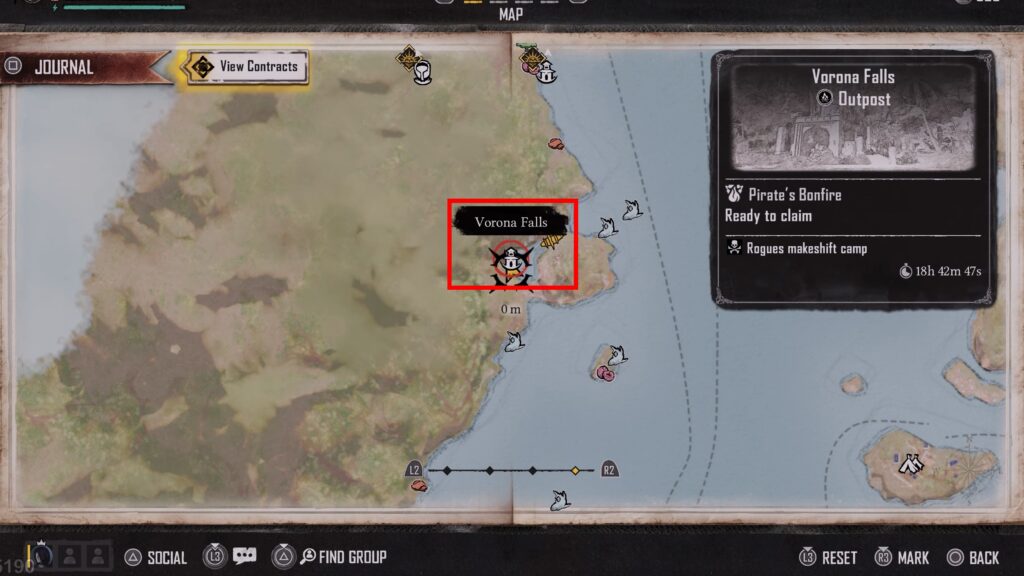 Skull and Bones: Relics of the Past Treasure Map Solution - Vorona Falls