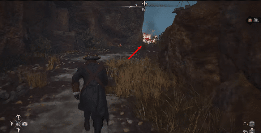 Bonfire on path to Agent's Stash