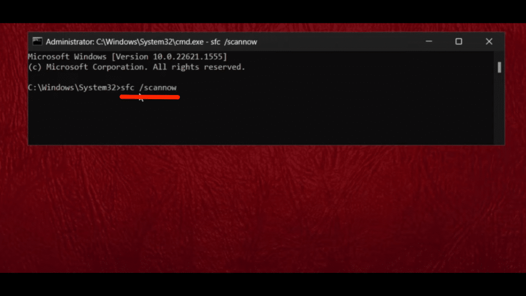 command prompt from where you will need to start the scan