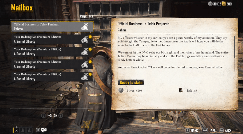 Mailbox in Skull and Bones