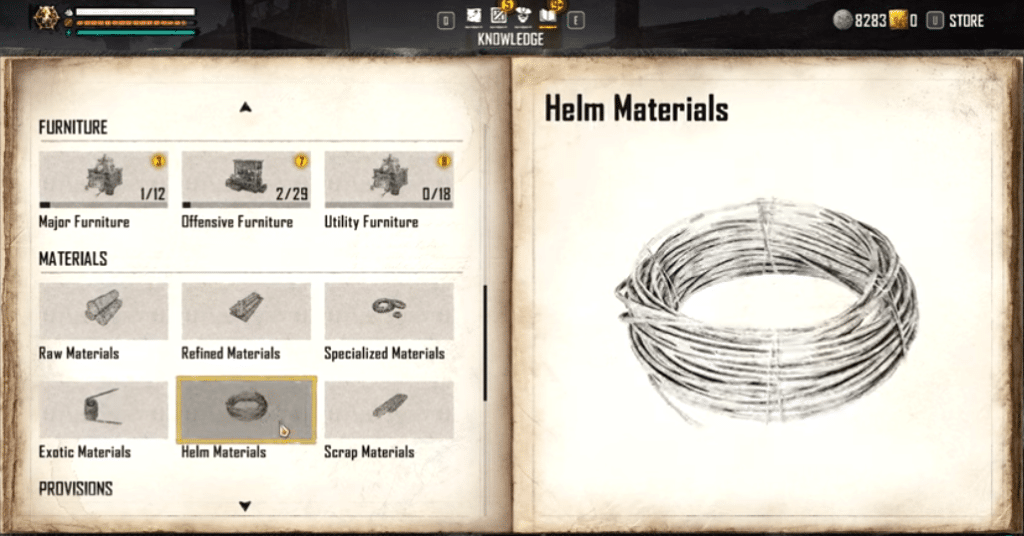 Materials in Skull and Bones
