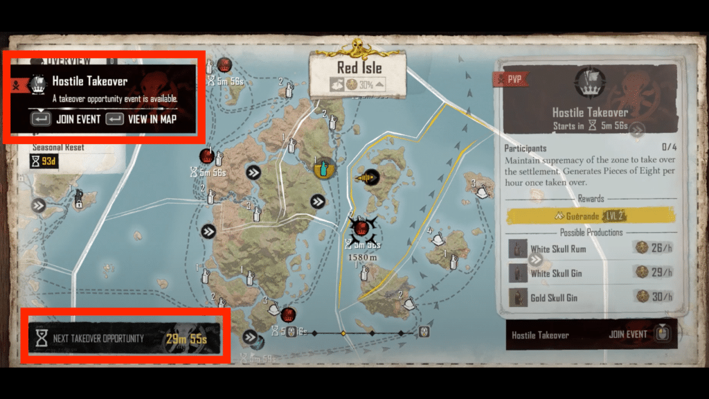 hostile takeover notification appearing to let you know that the event is available