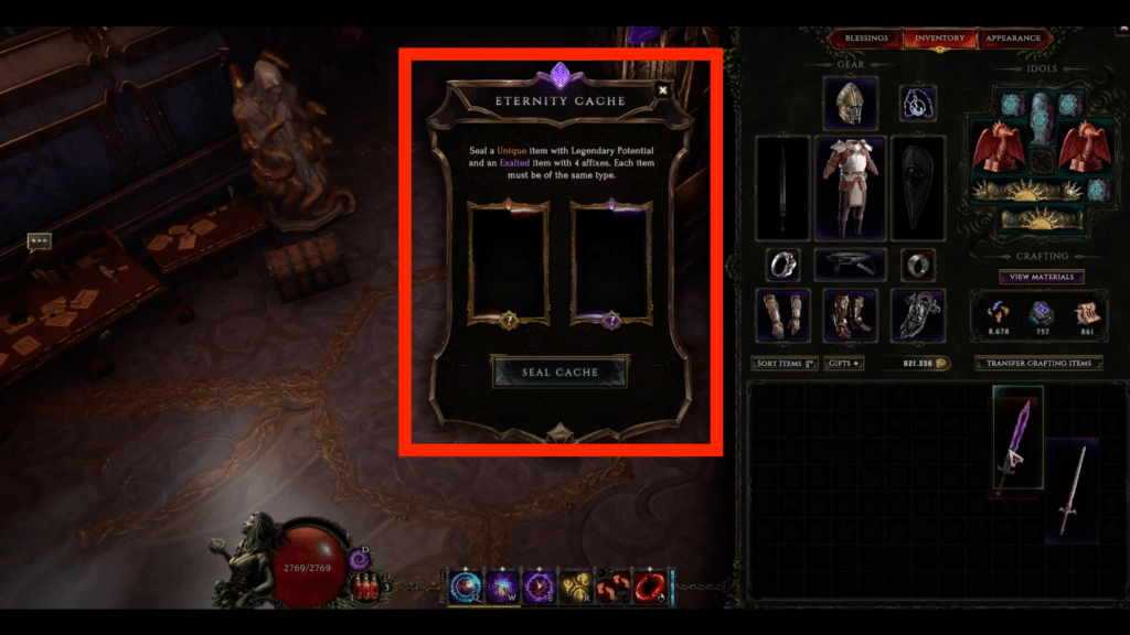 items required for eternity cache