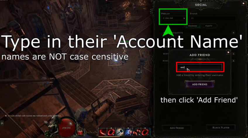 Add friend to your party