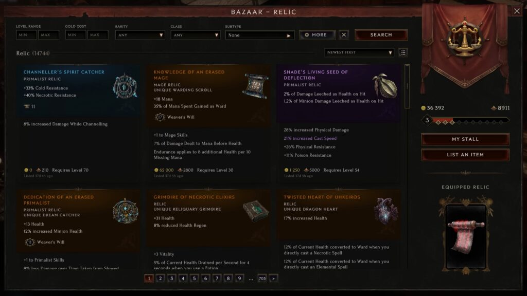 Bazaar Relic Search