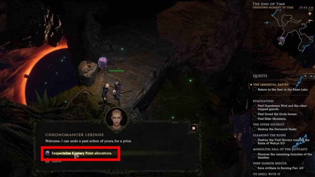 Chronomancer Lerinne dialogue choice