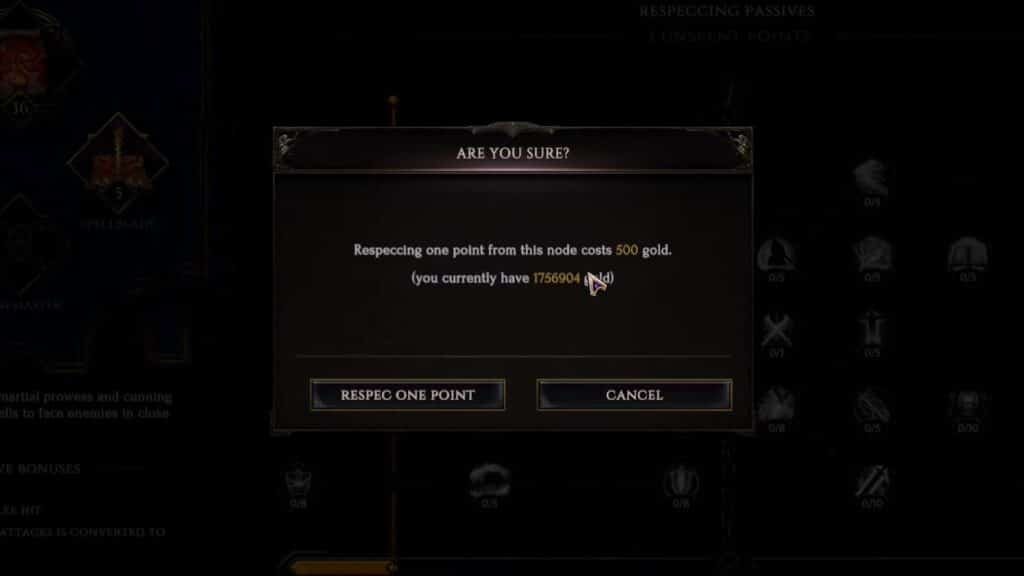 Paying the gold cost for respec