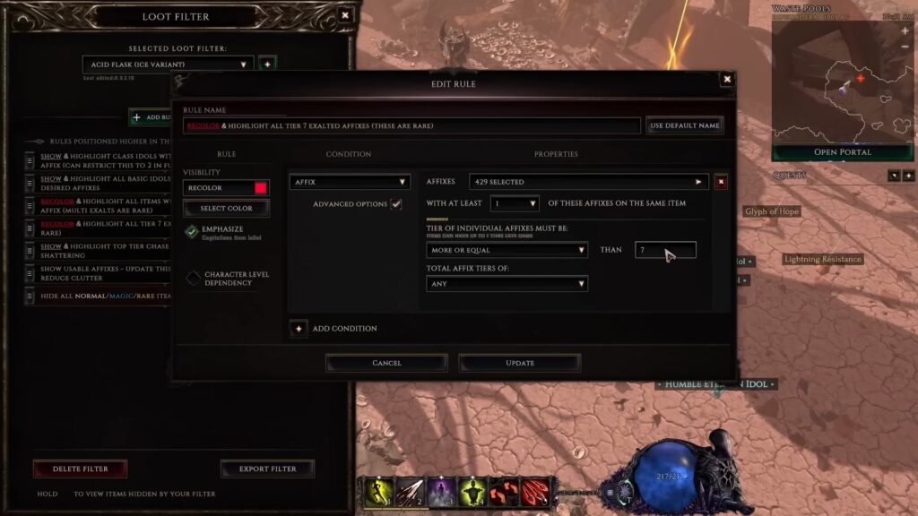 Example of a loot filter Rule
