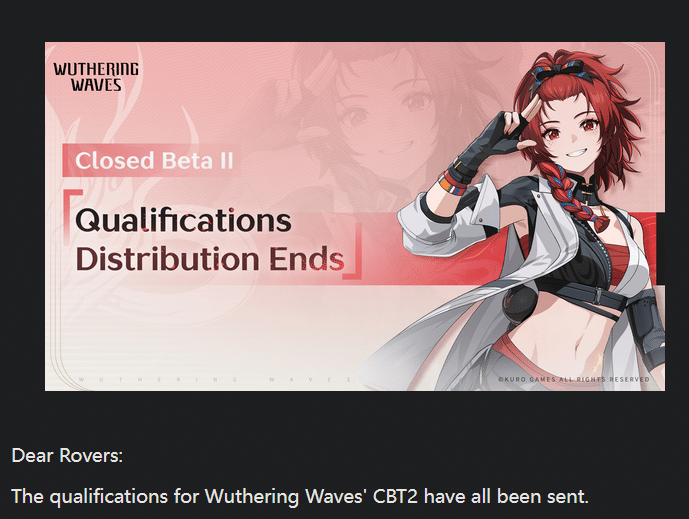 Qualifications End for Wuthering Waves