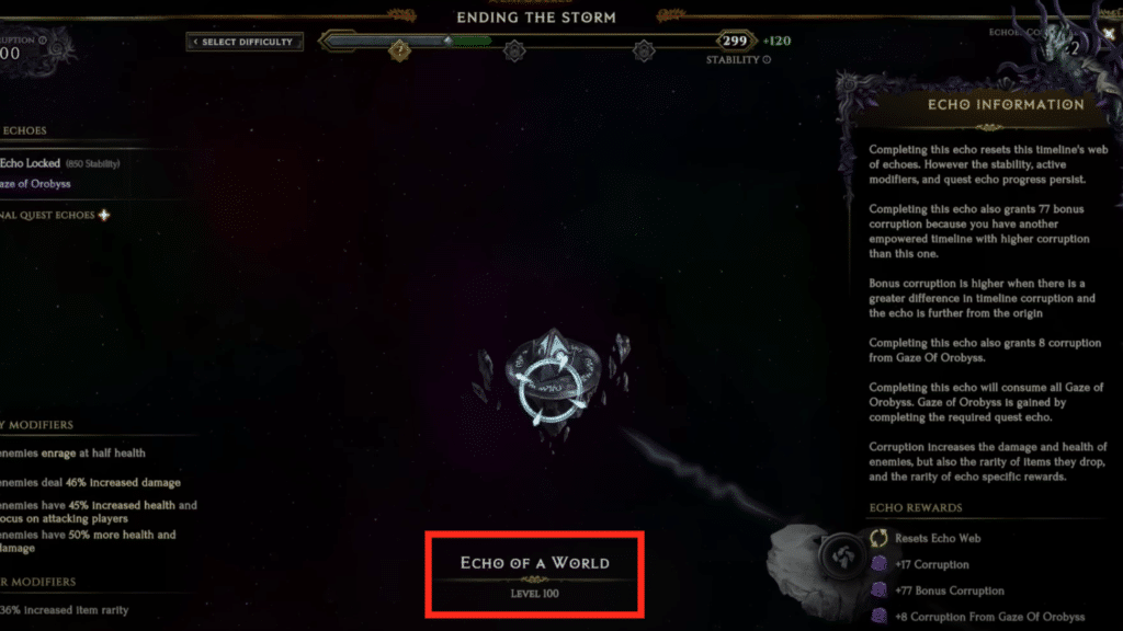 echo of a world containing the shade of orobyss fight