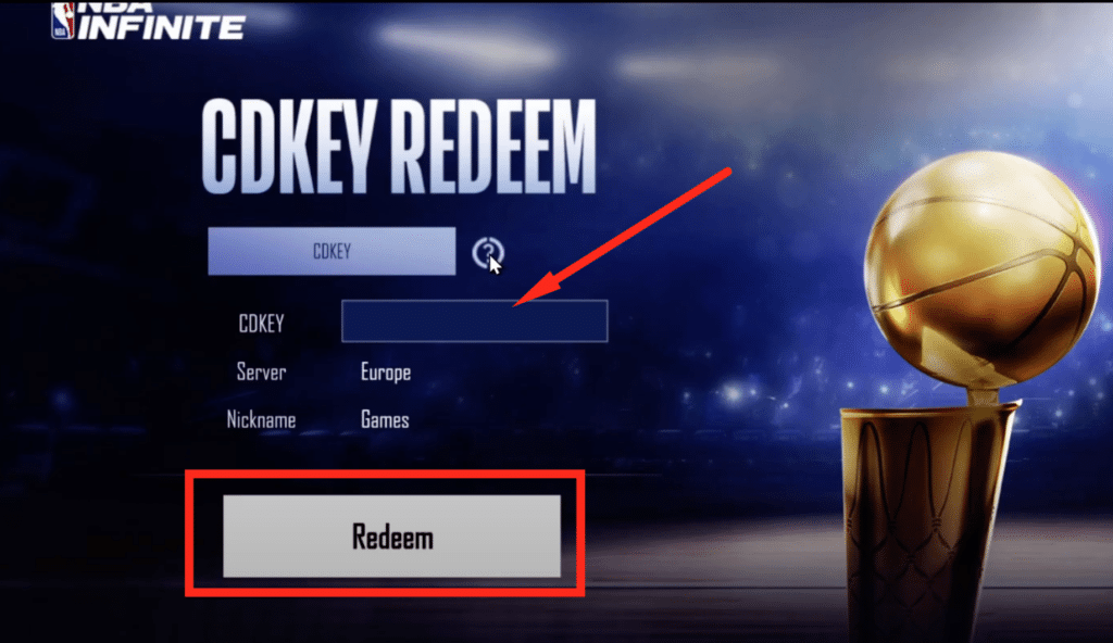 cd key redeem menu where you need to enter the cd key.