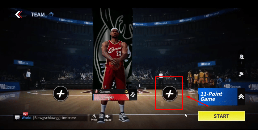 Add player button in NBA Infinite