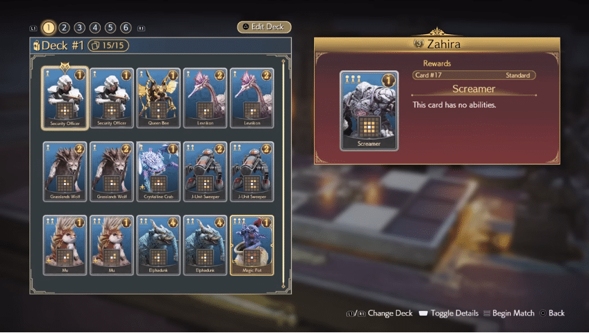 Card deck in Final Fantasy 7
