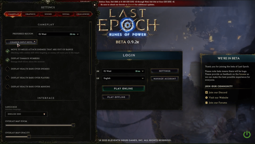Change Input Keys button location