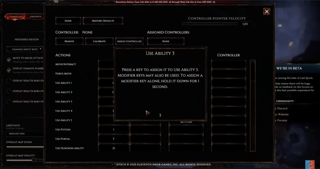 Press any Key to assign it to an ability.