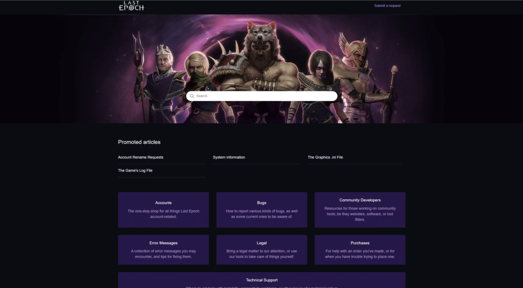 Submit a trouble ticket to Last Epoch support.