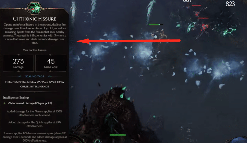 chthonic fissure skill description