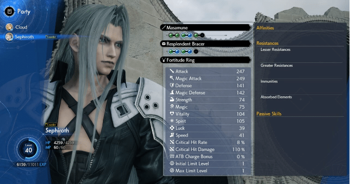 Sephiroths stats
