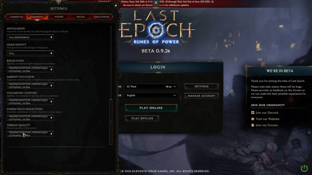 Last Epoch advanced settings