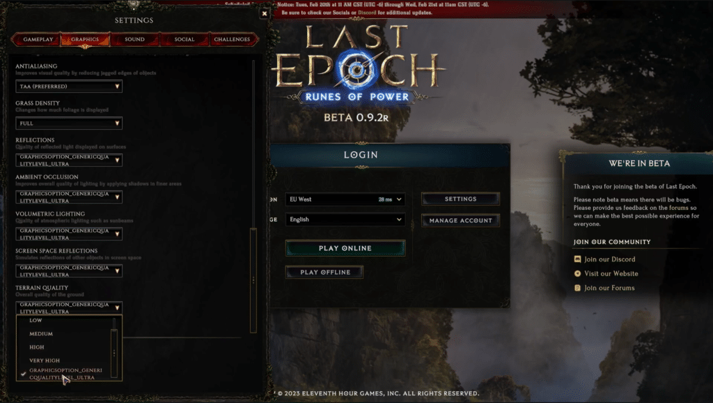 Last Epoch terrain Quality settings