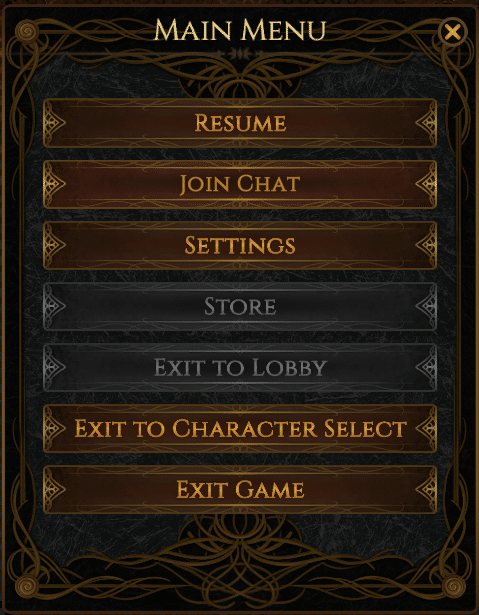 Main Menu in Last Epoch