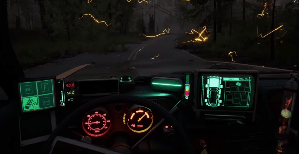 gameplay still while driving the car