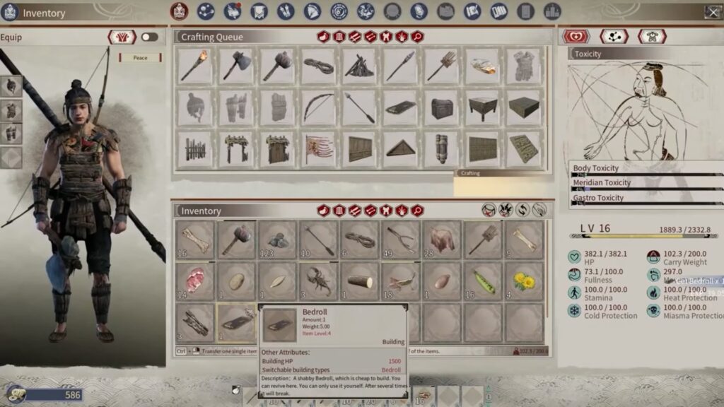 Bedroll in inventory