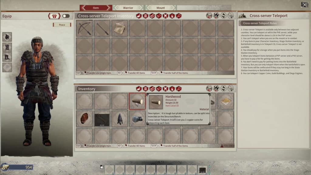 Myth of Empires how to switch server without losing gear items corss-server