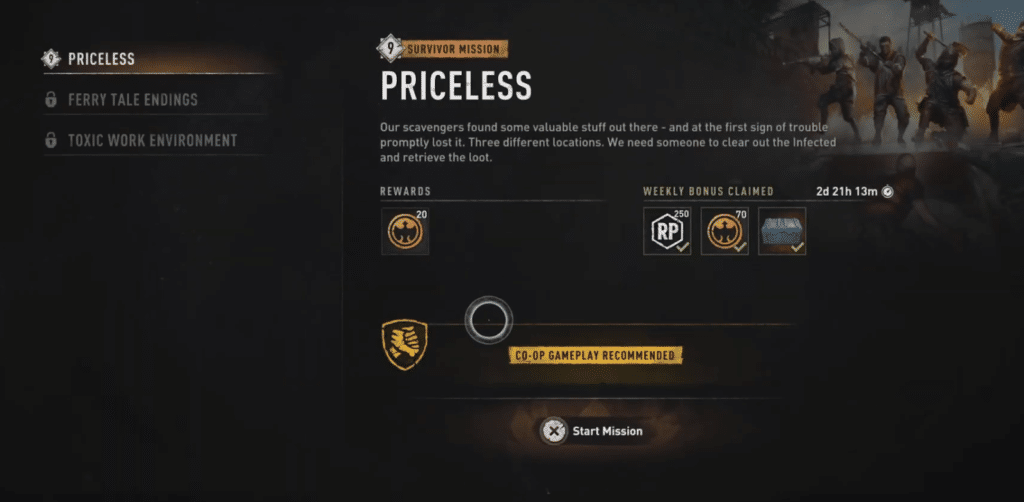 Survivor Mission Priceless in Dying Light 2