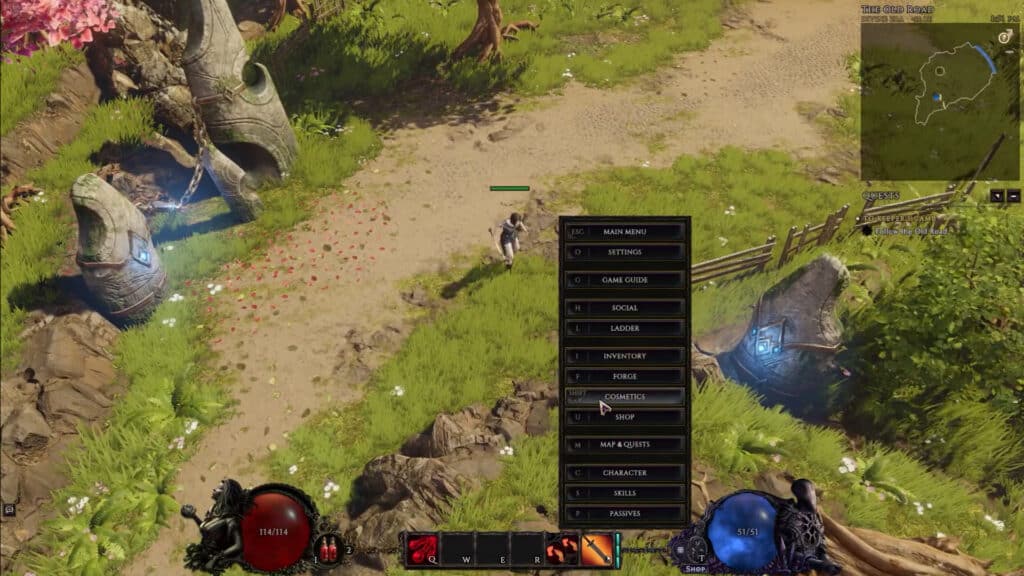 Cosmetics tab menu