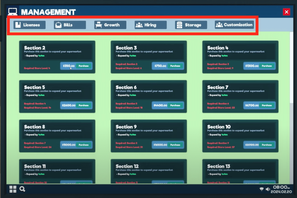 management section on your computer