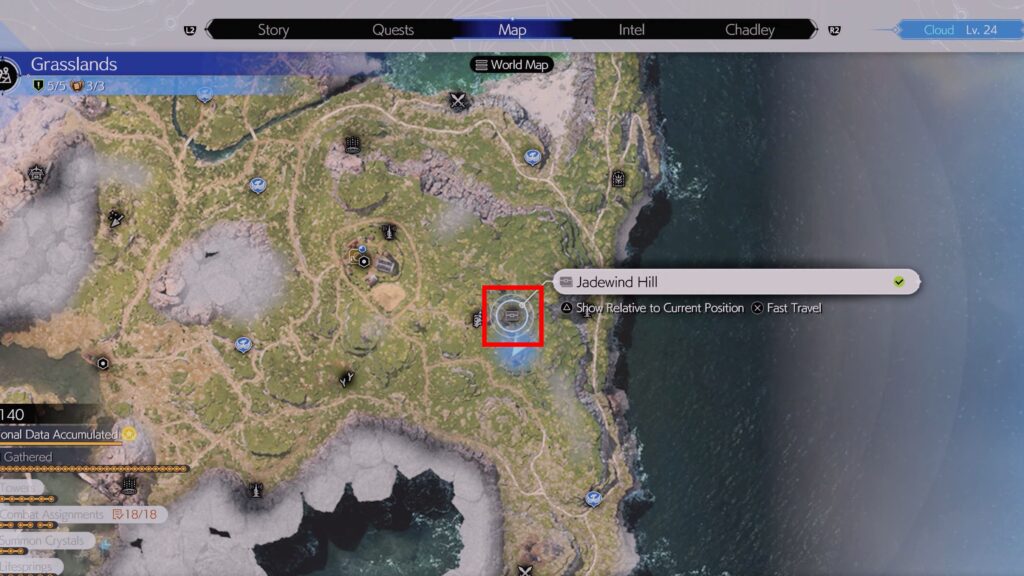 The Grasslands Moogle Medal Farm - Jadewind Hill Cache Location