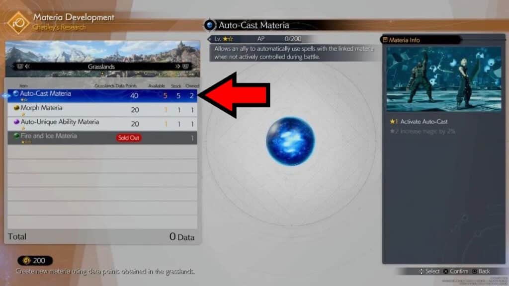 Auto-Cast Materia at Chadley's Research shop
