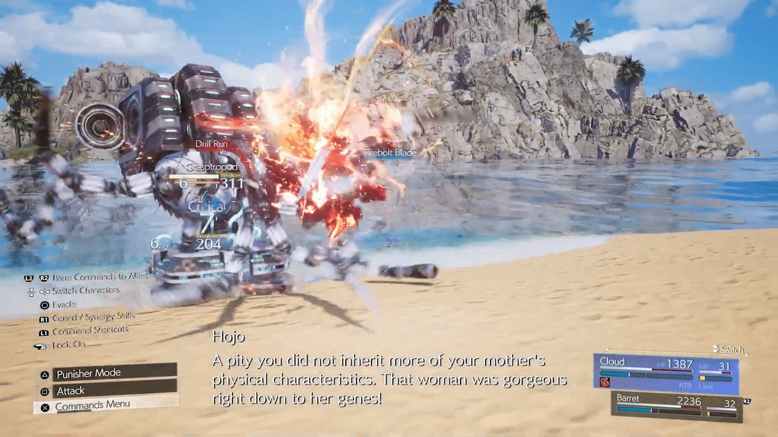 Aerial Attacks on Grasptropod in Final Fantasy 7 Rebirth 