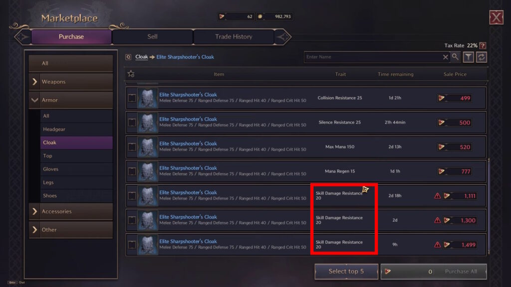 Example of a best-in-slot Trait item for sale