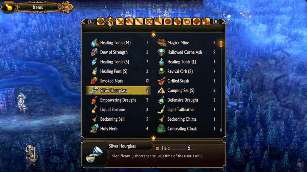 All items explained Unicorn Overlord hourglass and its function
