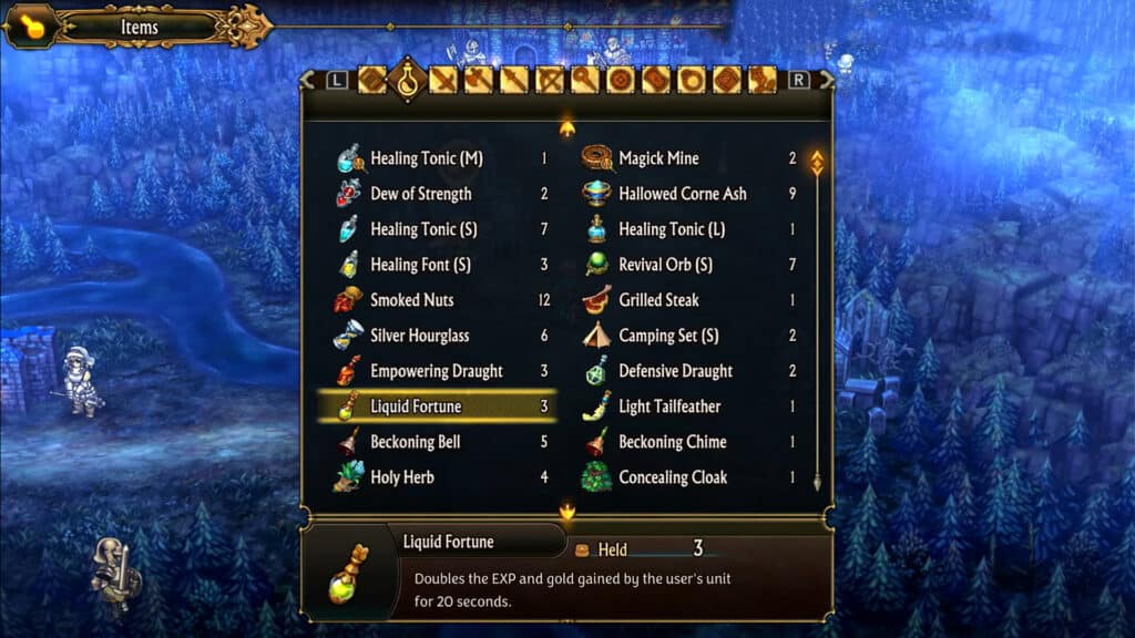 All items explained Unicorn Overlord more money and EXP with liquid fortune