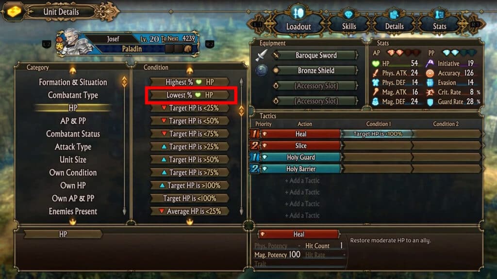 Lowest HP Tactic