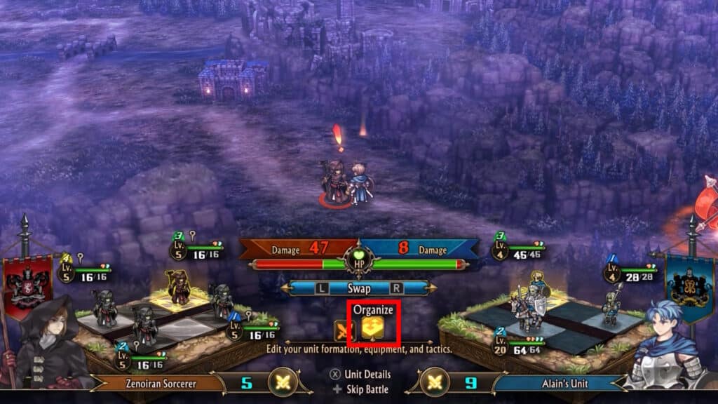 Organize option