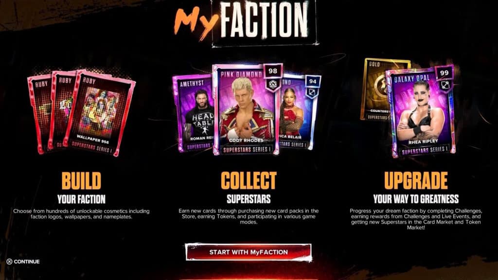 MyFACTION starter screen